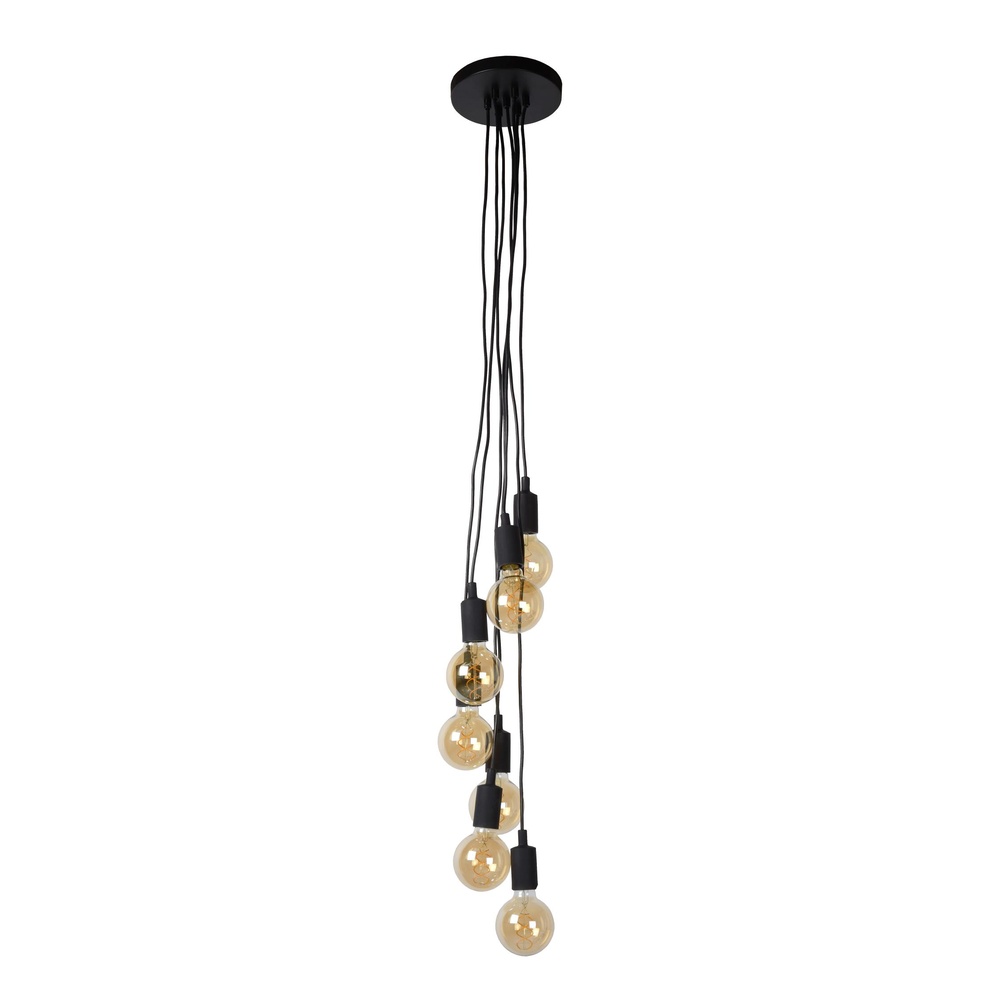 Lucide 7-lichts hanglampFix zwart - 08408/07/30